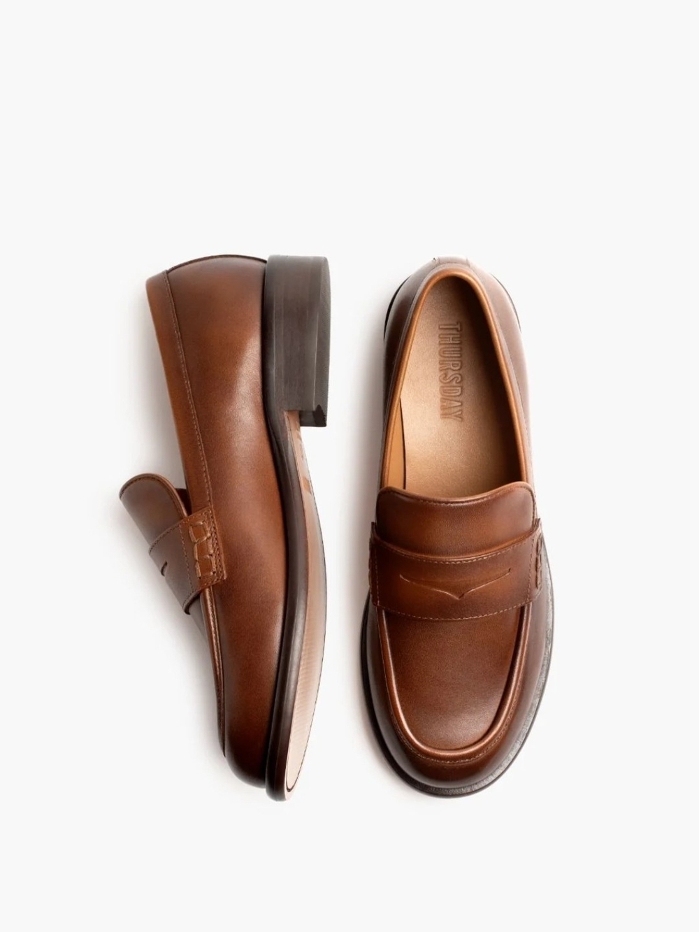 Thursday Boot Company Womens Pecan Leather Penny Loafers